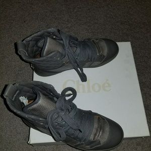 Grey leather sneakers